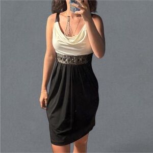 City Studio Black and Cream Midi Dress